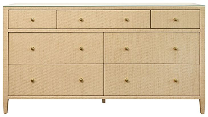 Carnegie Natural Grasscloth 7 Drawer Dresser