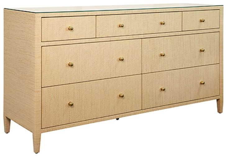 Carnegie Natural Grasscloth 7 Drawer Dresser