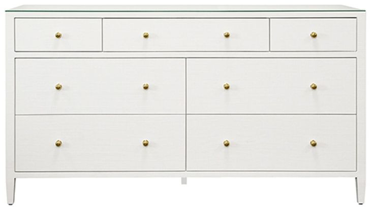 Carnegie Textured White Linen 7 Drawer Dresser