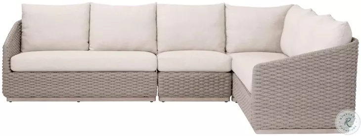 Caspian Ecru Weave Outdoor Performance Fabric Sectional