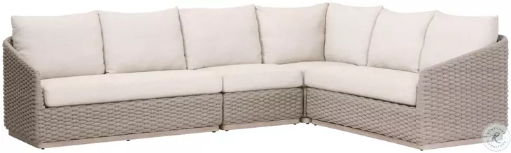 Caspian Ecru Weave Outdoor Performance Fabric Sectional