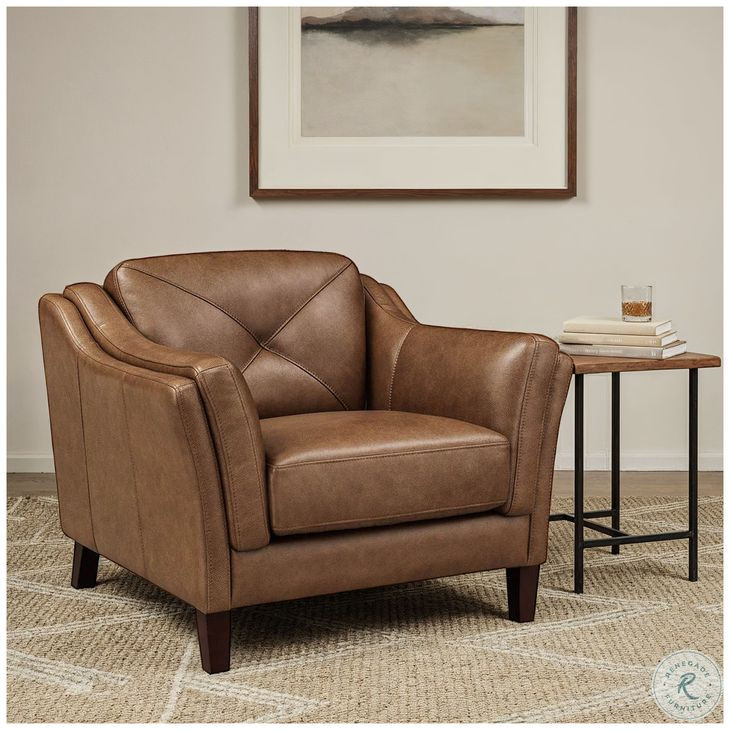 Cassie Latte Leather Upholstered Lounge Chair