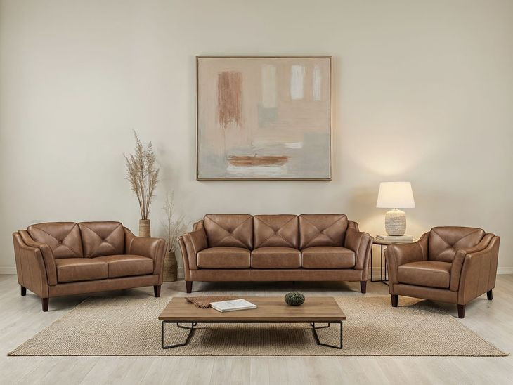 Cassie Latte Leather 84" Sofa