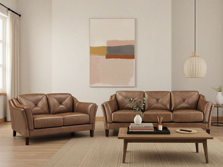 Cassie Latte Leather 84" Sofa