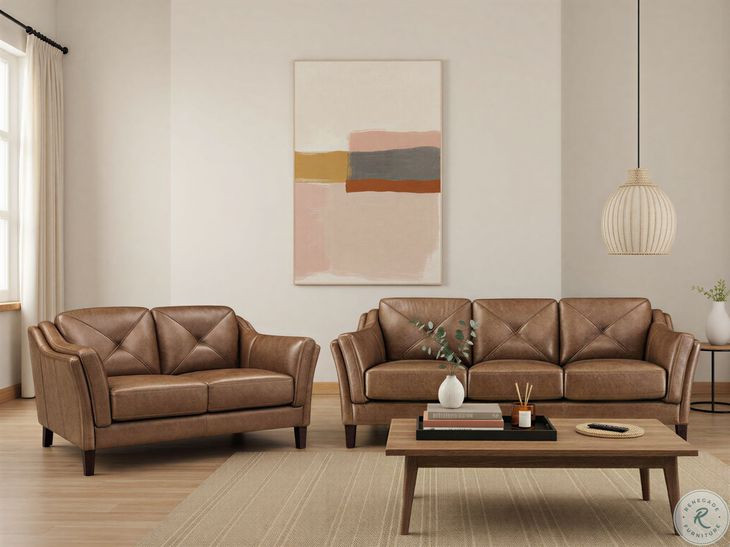 Cassie Latte Leather 84" Sofa