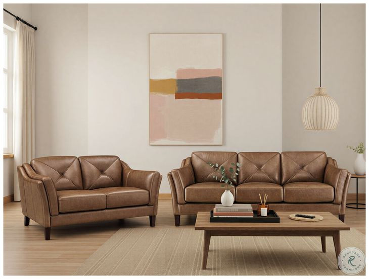 Cassie Latte Leather 62" Loveseat