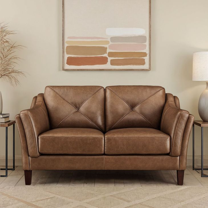 Cassie Latte Leather 62" Loveseat