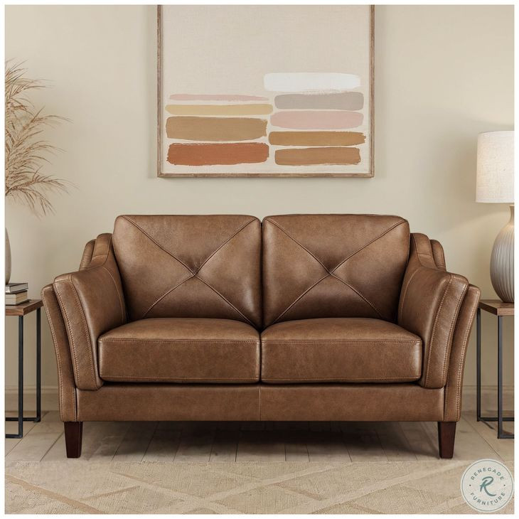 Cassie Latte Leather 62" Loveseat