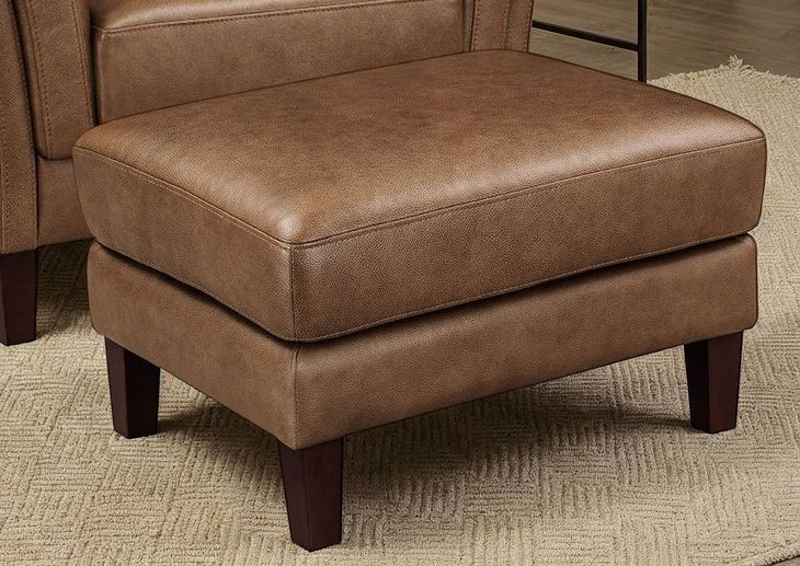 Cassie Latte Leather Upholstered Rectangular Ottoman