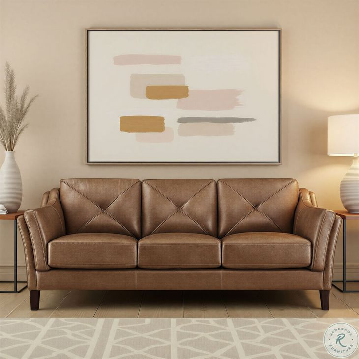 Cassie Latte Leather 84" Sofa