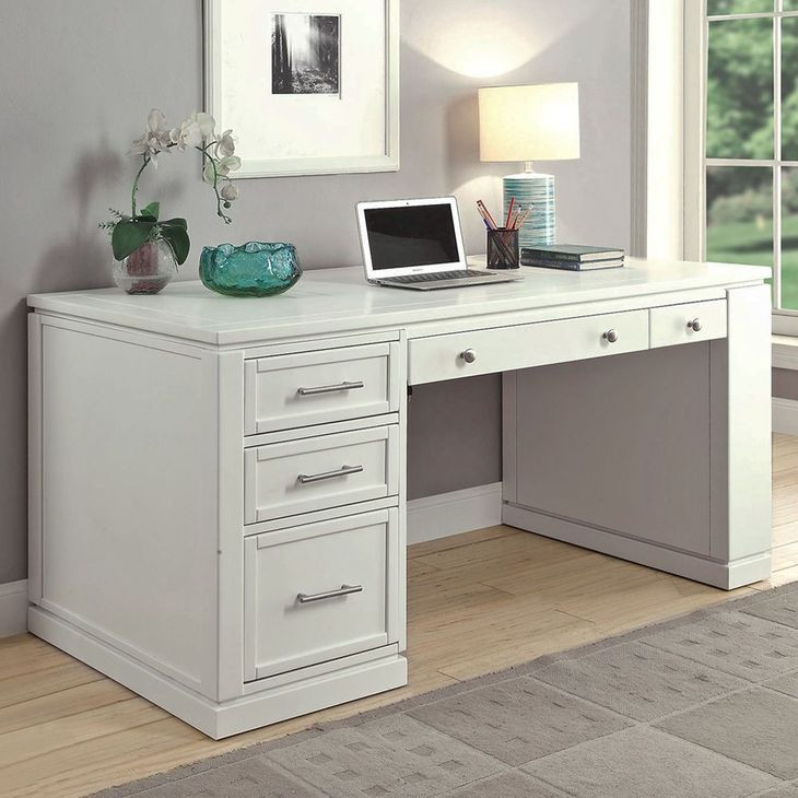 Catalina Cottage White 2 Piece 60" Writing Desk with Power Center