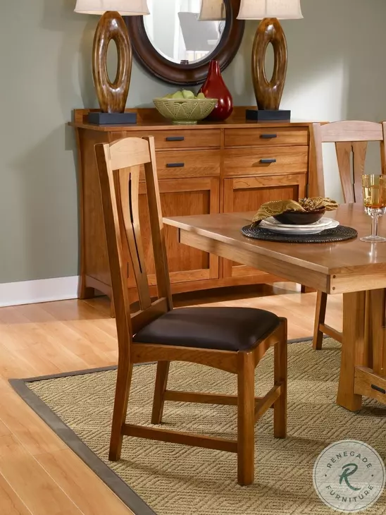 Cattail Bungalow Warm Amber Leather Side Chair Set of 2