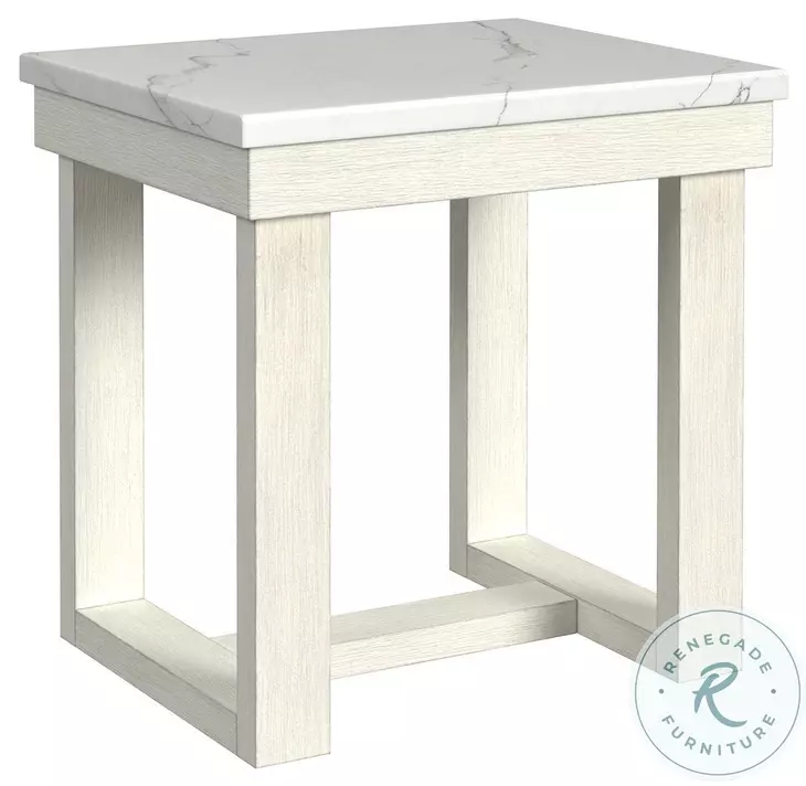 Jocelyn Brushed White End Table
