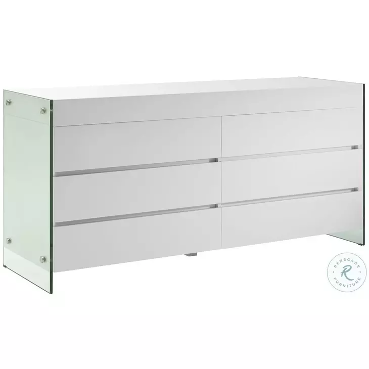 Vetro Il High Gloss White Dresser