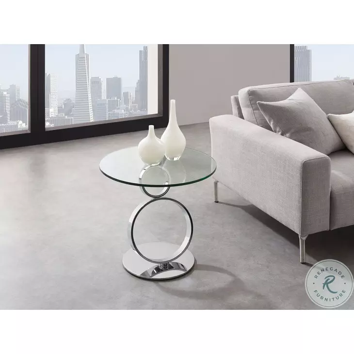 Satellite Silver And Clear End Table