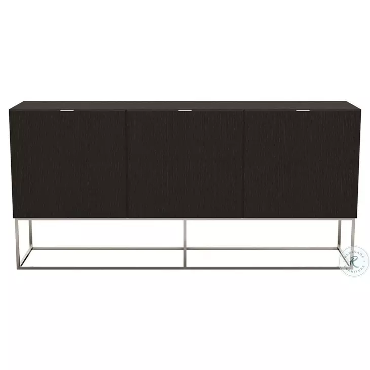 Vizzione Dark Gray Oak And High Polished Stainless Steel Buffet