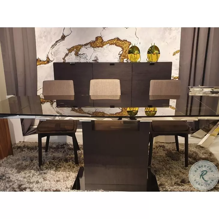 Vizzione Dark Gray Oak And High Polished Stainless Steel Buffet