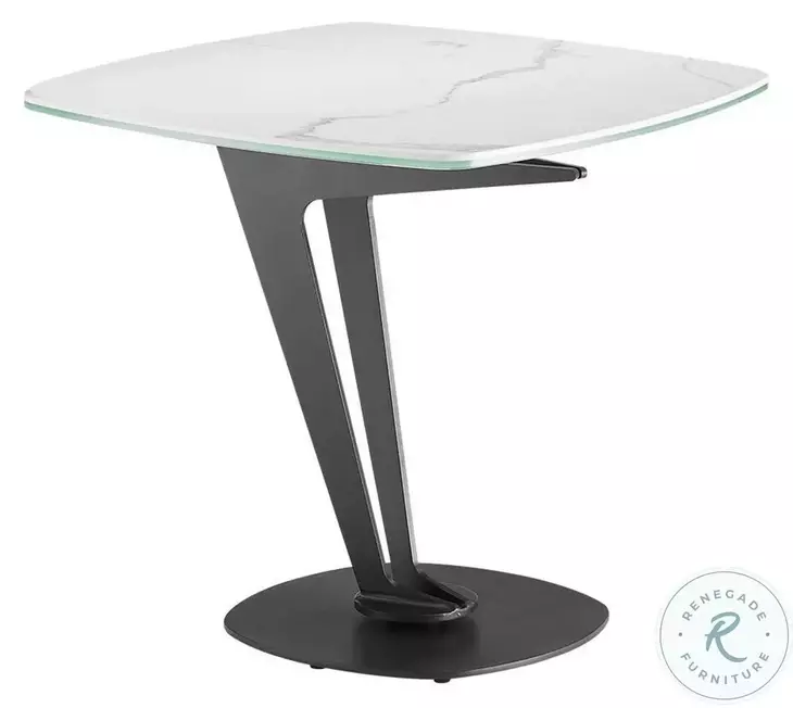 Leaf White And Gray End Table