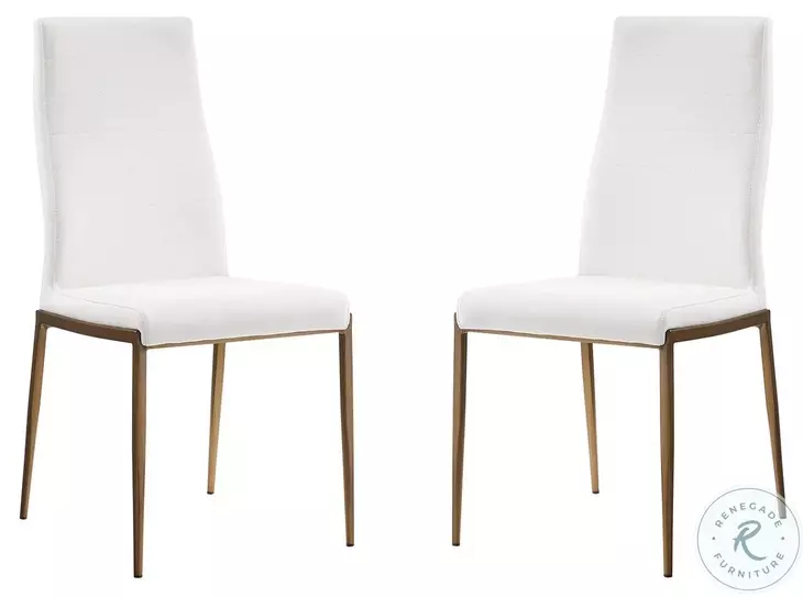 Firenze White Dining Chair with Bronze Legs Set Of 2