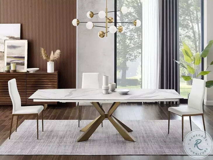 Firenze White Dining Chair with Bronze Legs Set Of 2