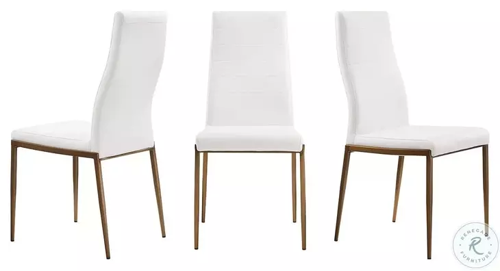 Firenze White Dining Chair with Bronze Legs Set Of 2