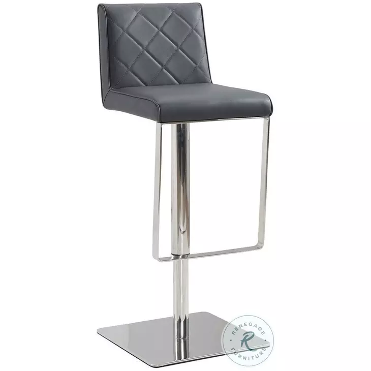 Loft Dark Gray Leather Bar Stool