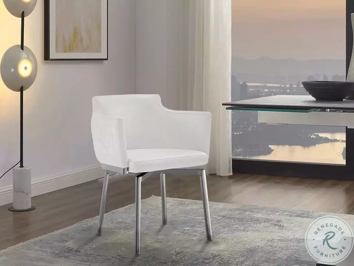 Suzzie White Swivel Dining Chair