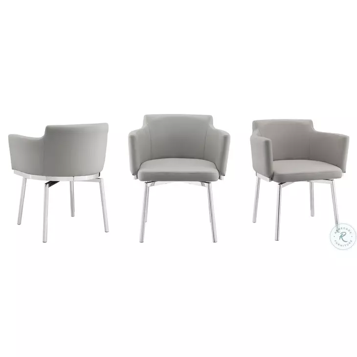 Suzzie Grey And High Polished Stainless Steel Arm Chair