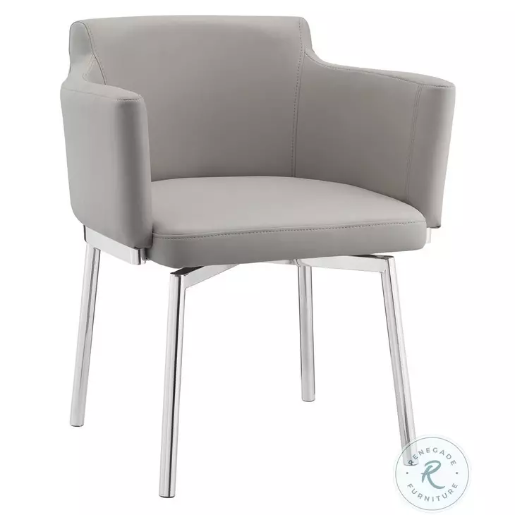 Suzzie Grey And High Polished Stainless Steel Arm Chair