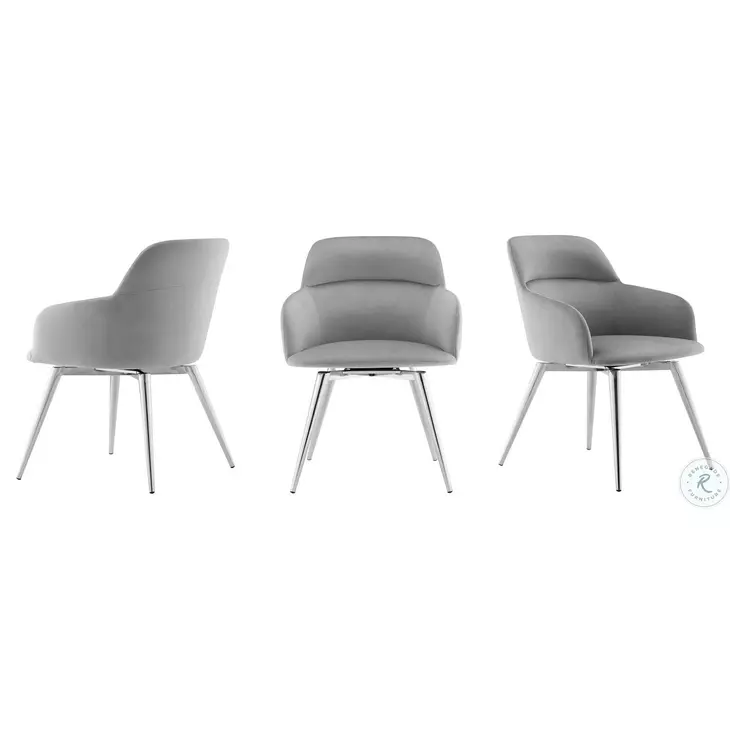 Pirouette Grey And High Polished Stainless Steel Arm Chair