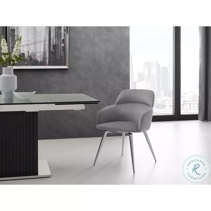Pirouette Grey And High Polished Stainless Steel Arm Chair
