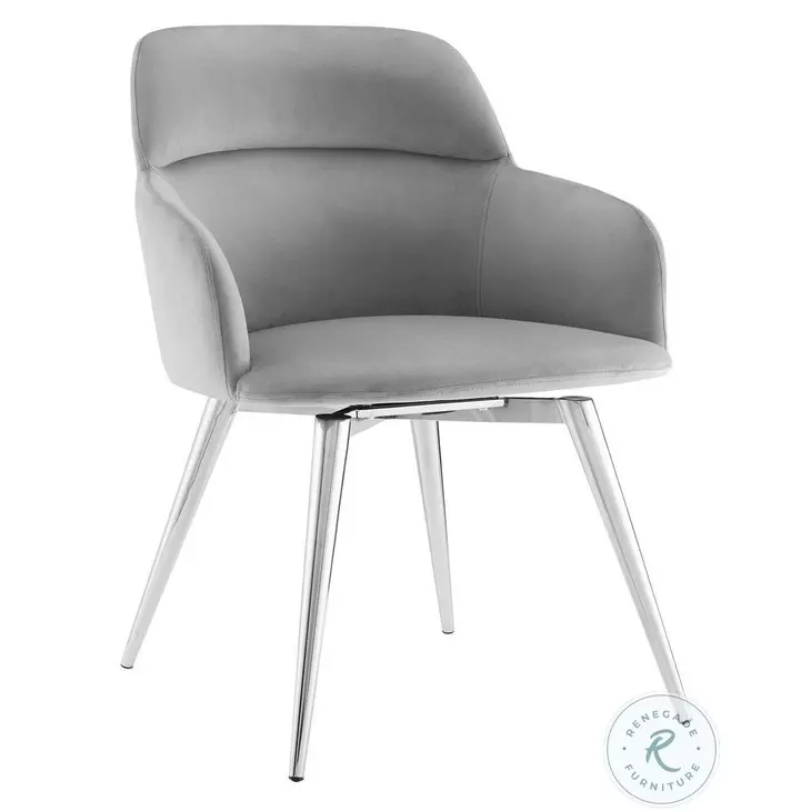 Pirouette Grey And High Polished Stainless Steel Arm Chair