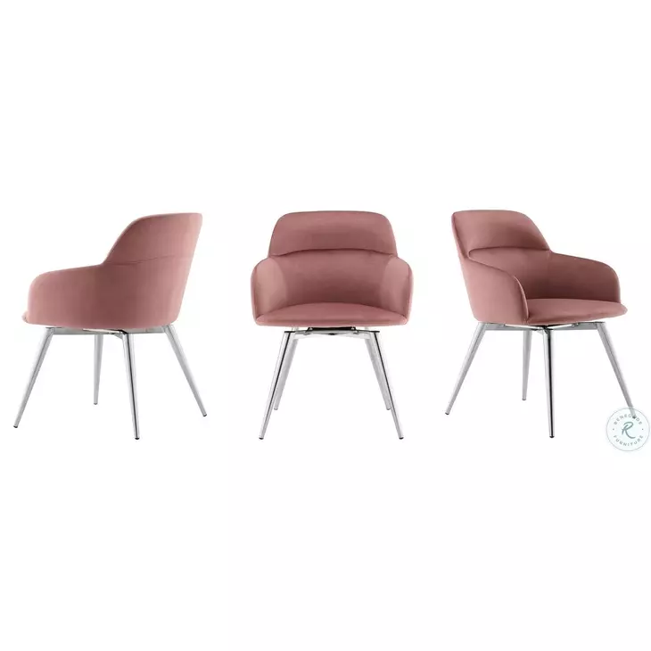 Pirouette Pink And High Polished Stainless Steel Arm Chair