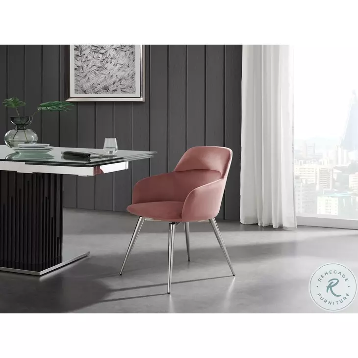 Pirouette Pink And High Polished Stainless Steel Arm Chair