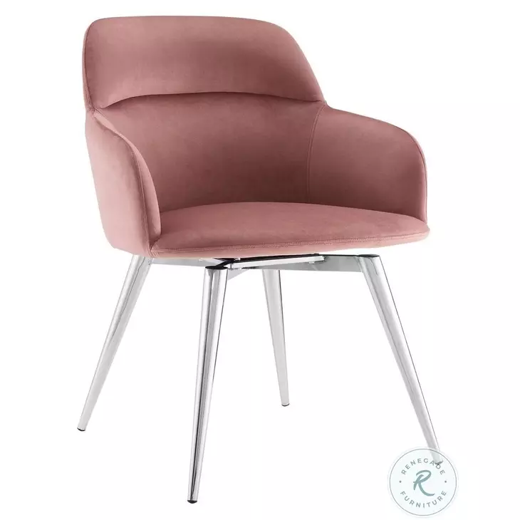 Pirouette Pink And High Polished Stainless Steel Arm Chair