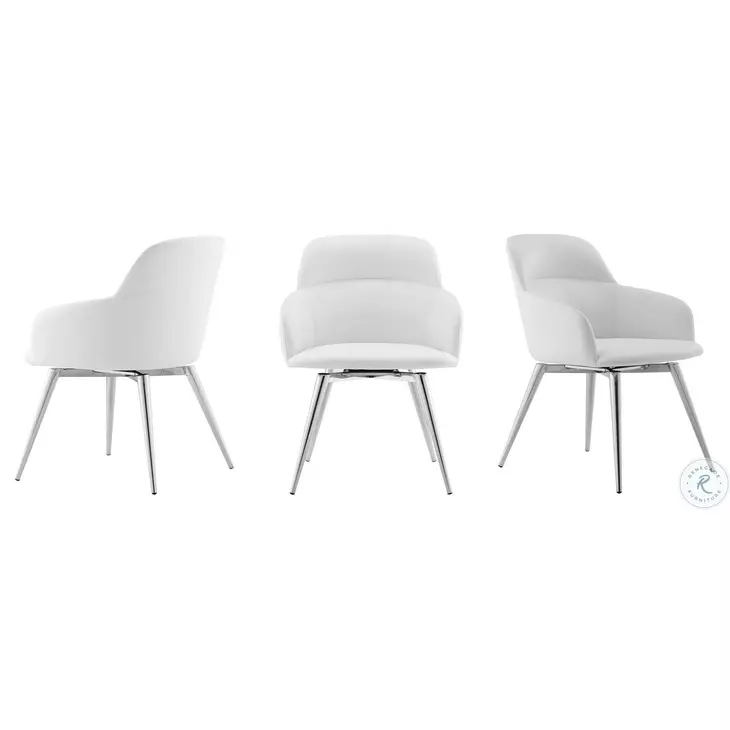 Pirouette White And High Polished Stainless Steel Arm Chair
