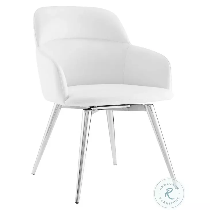 Pirouette White And High Polished Stainless Steel Arm Chair