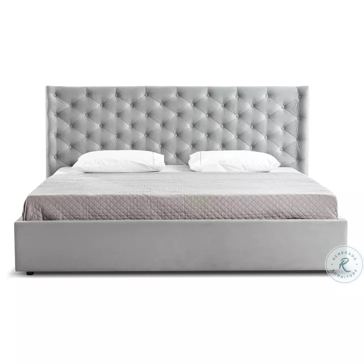 Parker Grey Queen Upholstered Platform Bed