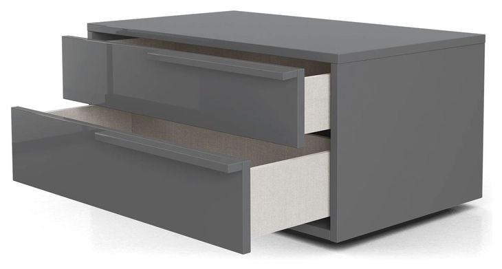 Alessio Dark Gray 2 Drawer Nightstand Set of 2