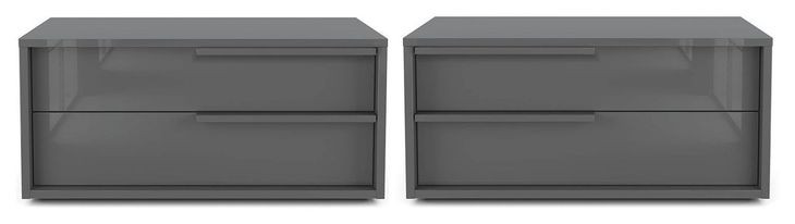 Alessio Dark Gray 2 Drawer Nightstand Set of 2