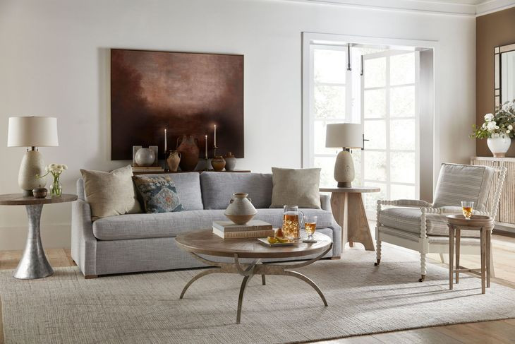 Echoes Light Echo Oak and Gray Round Side Table