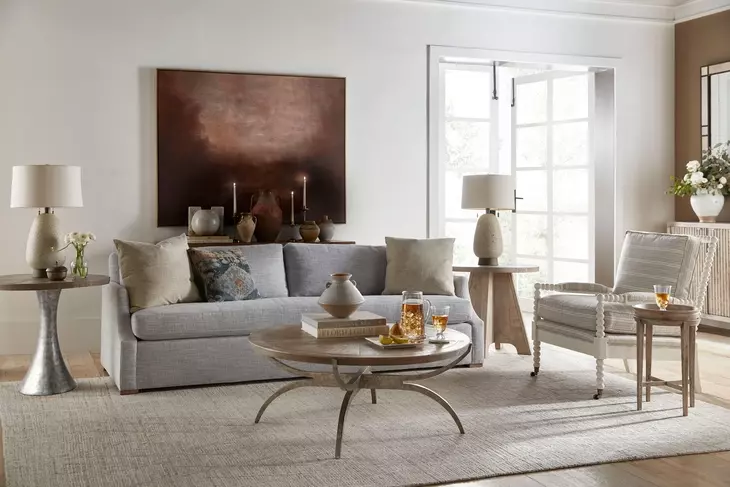 Echoes Light Echo Oak and Gray Round Side Table