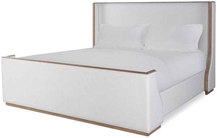 Monterey Hawthorne Light and Cream Performance Fabric King Upholstered Panel Bed