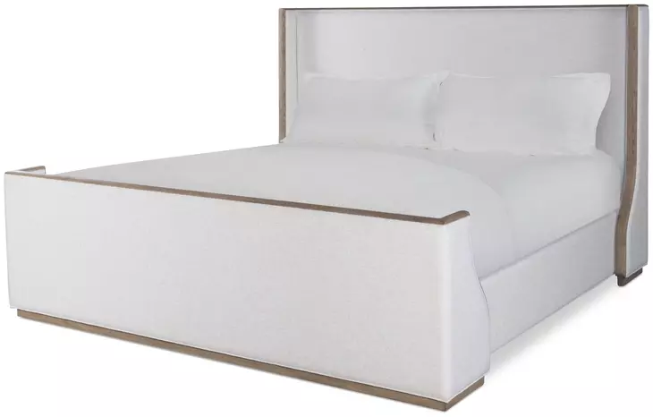 Monterey Hawthorne Light and Cream Performance Fabric King Upholstered Panel Bed