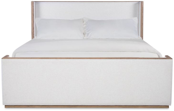Monterey Hawthorne Light and Cream Performance Fabric King Upholstered Panel Bed