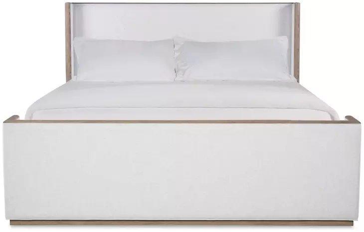 Monterey Hawthorne Light and Cream Performance Fabric King Upholstered Panel Bed
