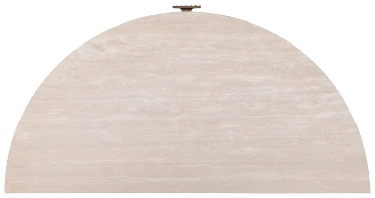 Monterey Hawthorne Dark and Beige 1 Drawer Demilune Travertine Top Nightstand