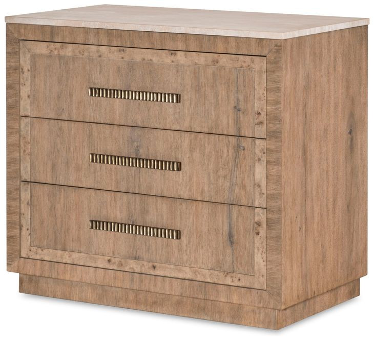 Monterey Hawthorne Light and Beige 3 Drawer Travertine Top Nightstand
