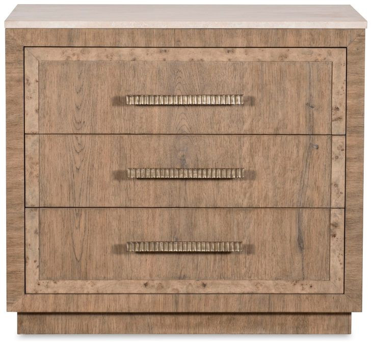 Monterey Hawthorne Light and Beige 3 Drawer Travertine Top Nightstand