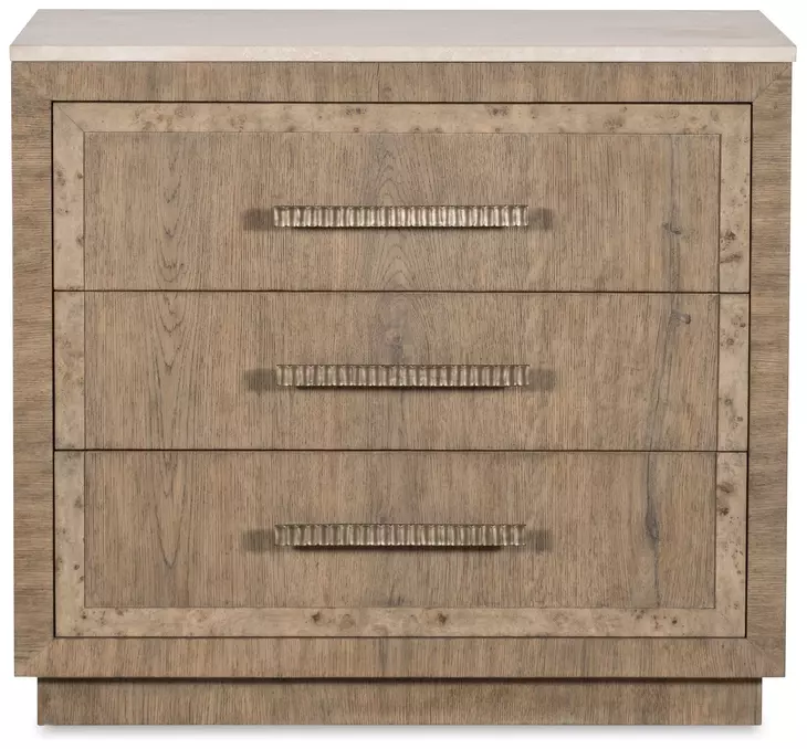 Monterey Hawthorne Light and Beige 3 Drawer Travertine Top Nightstand